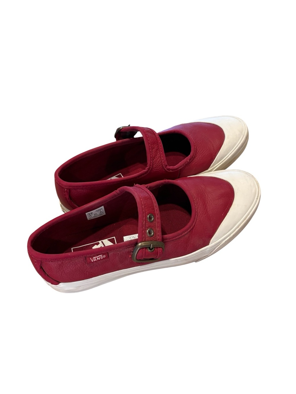 Vans Women’s Burgundy Mary Jane Flats with White Toe